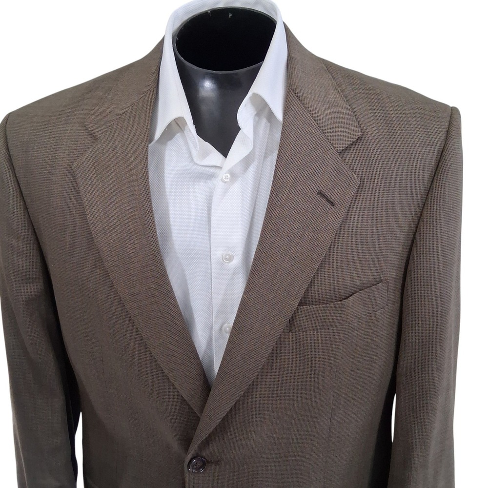 Palm Beach Tweed Sport Coat Mens 44R Brown Classic Two Button Single Vent Blazer